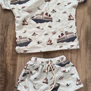 Kids Nautical Print Shirt and Shorts Set